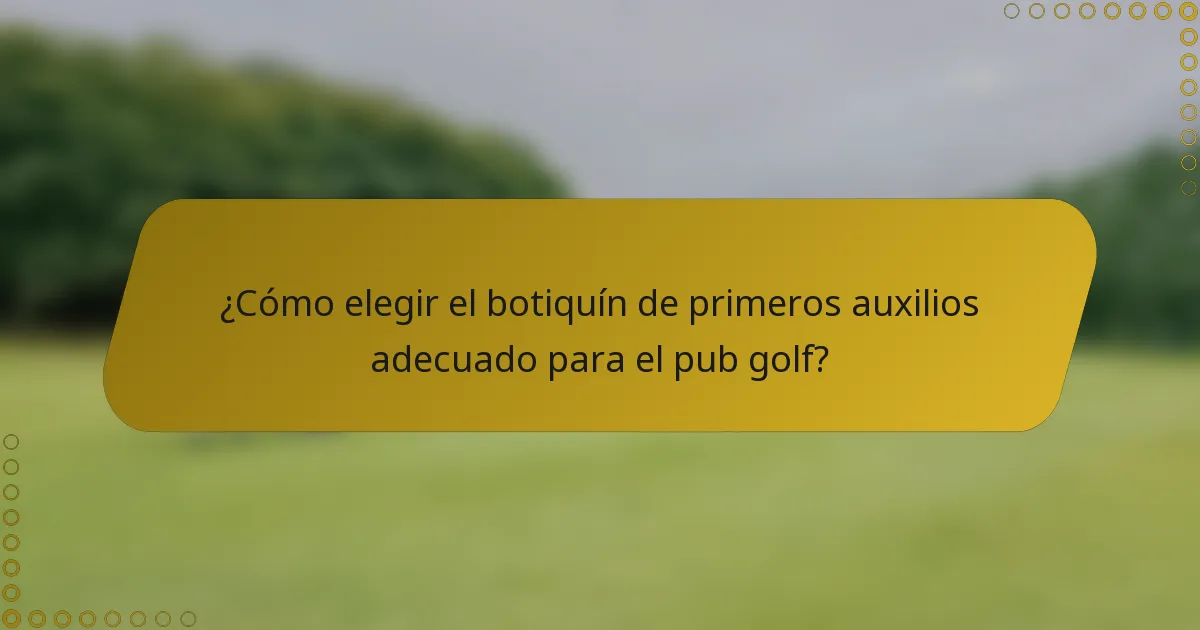 ¿Cómo elegir el botiquín de primeros auxilios adecuado para el pub golf?